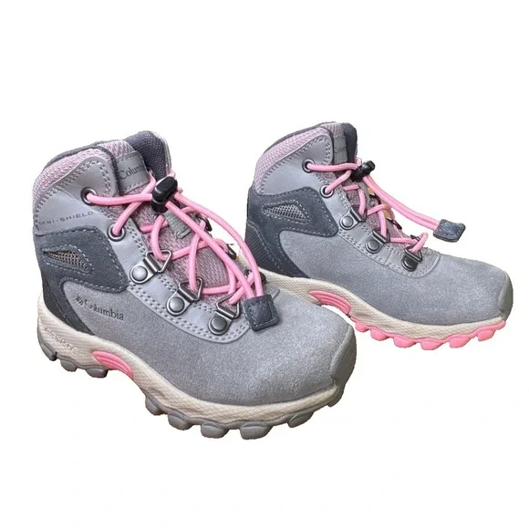 Columbia Kids Newton Ridge Amped Hiking Boots Sz 9 Gray Pink Omni-Shield Hiking - Picture 4 of 8